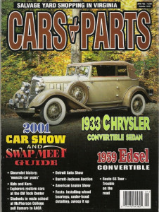 CARS & PARTS 2001 APR - ’59 EDSEL CORSAIR, '33 CHRYSLER CONV SEDAN,'01 CAR SHOW